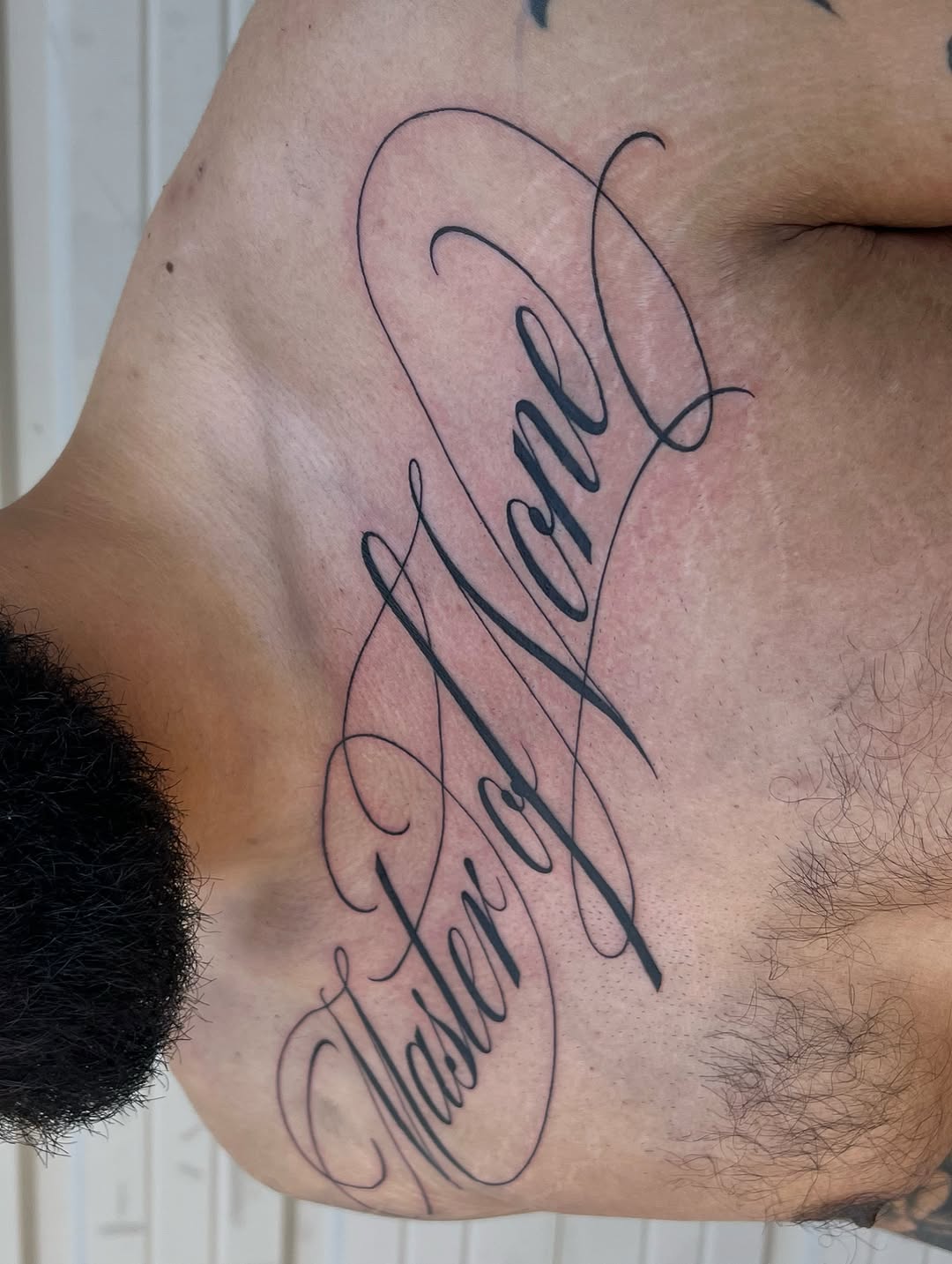 Tattoo by @tatman_cris โ lettering_script, fine_line