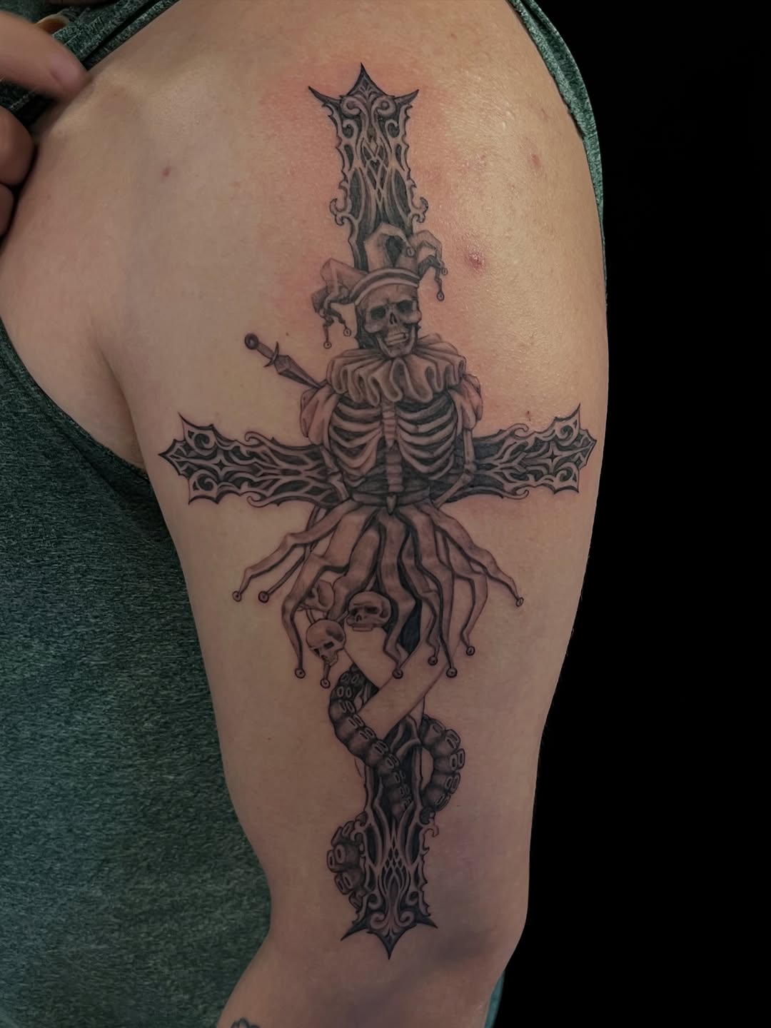 Tattoo by @tatman_cris โ black_and_grey, dark_realism