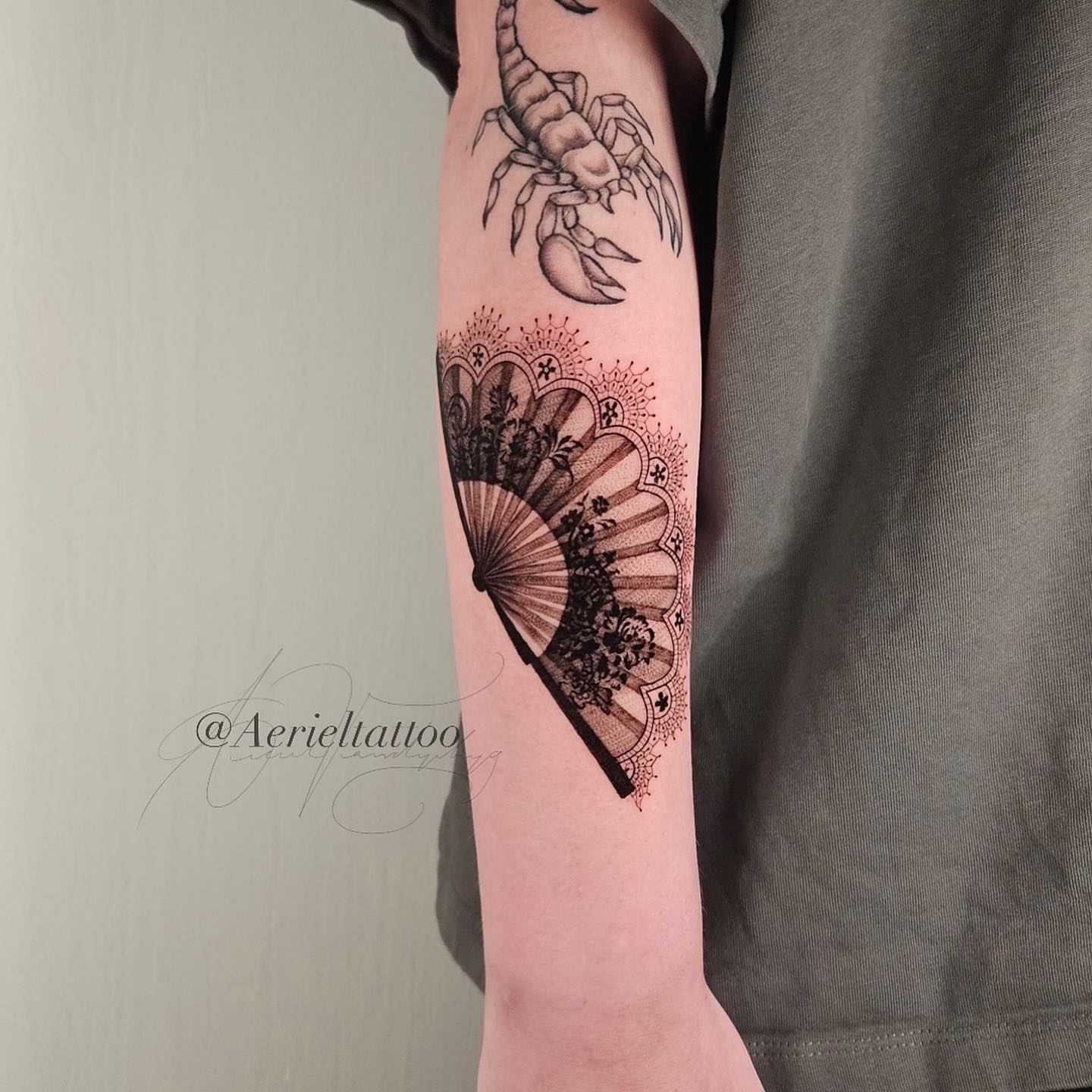 Tattoo by @aerieltattoo — black_and_grey, geometric