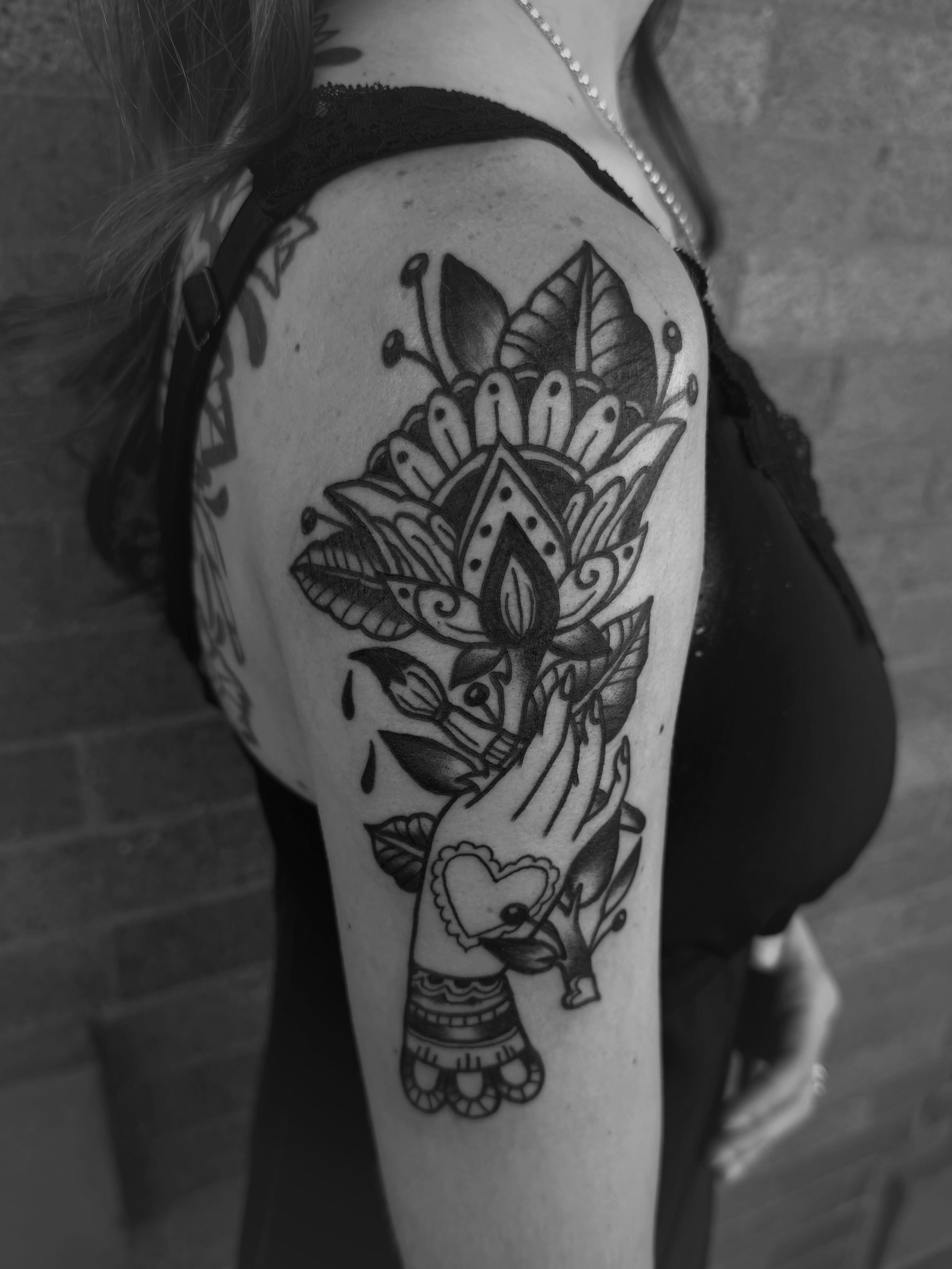 Tattoo by @jenderella — black_and_grey