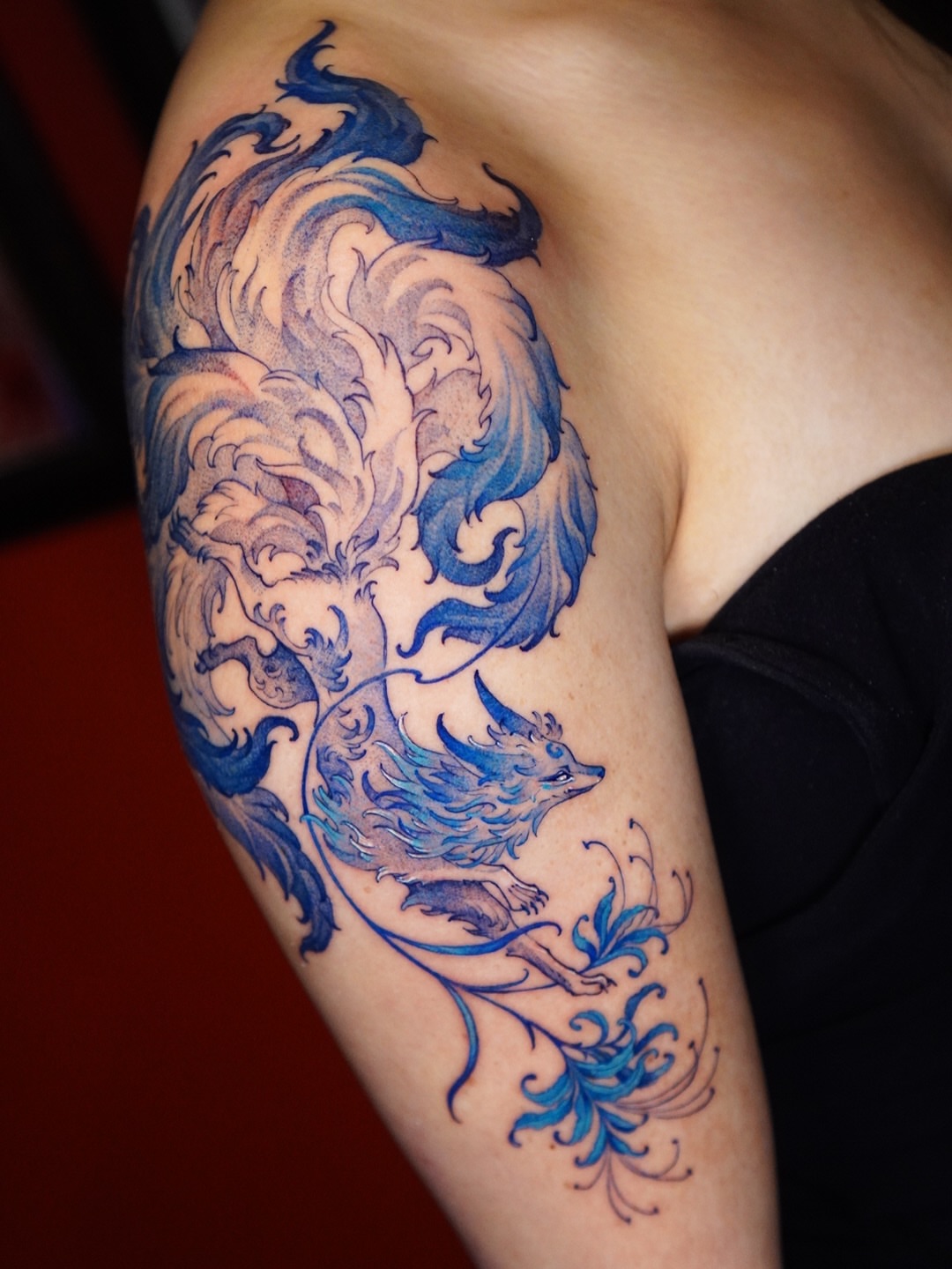 Phoenix new school tattoo on the shoulder by 🌛 Lê Huỳnh🌜, Dallas, Texas
