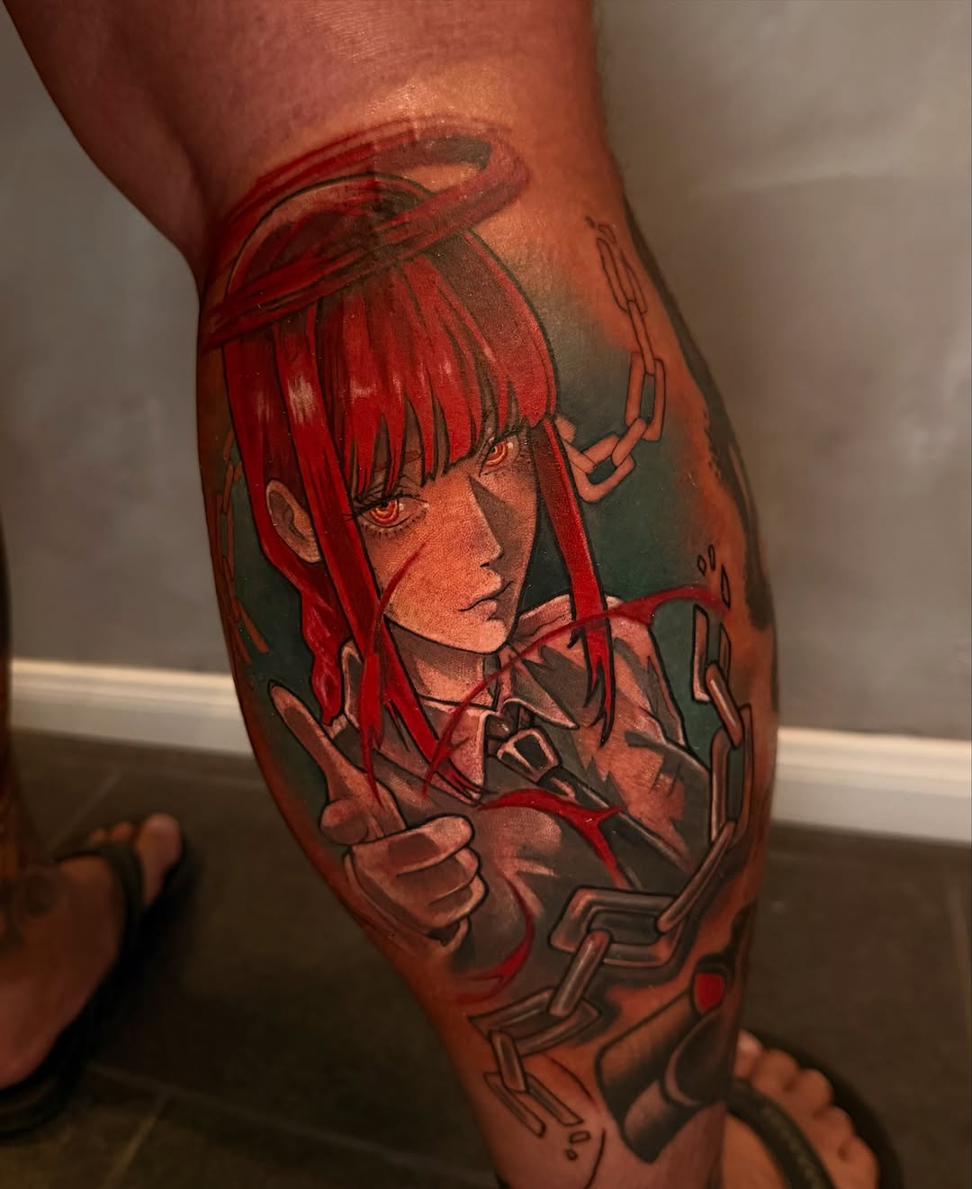 Tattoo by @emi_inks — anime, black_and_grey