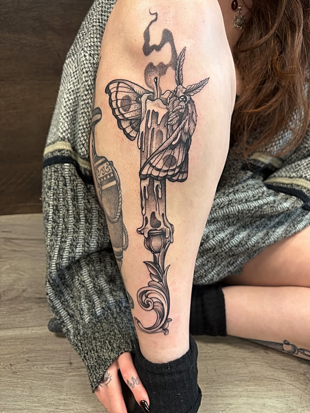 Tattoo by @saber_tooth_tattoo — black_and_grey, dark_realism