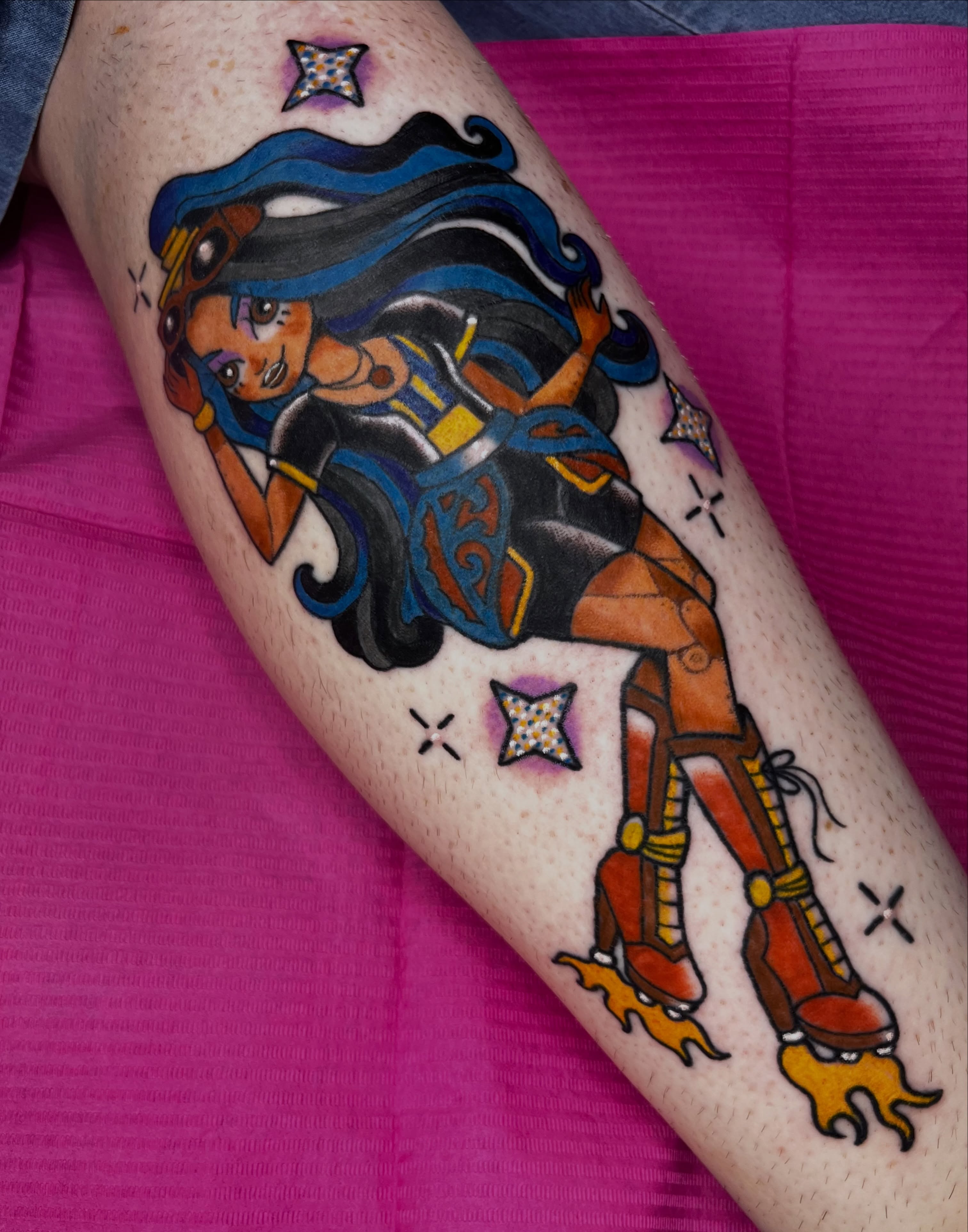 Anime character anime tattoo on the forearm by Cincinnati Tattoo Artist, Cincinnati