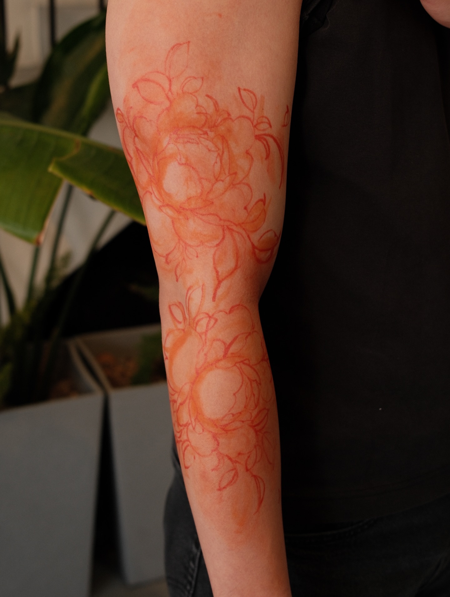 Floral design dotwork tattoo on the forearm by LORIE π€ Floral Tattoo Artist, Los Angeles, California