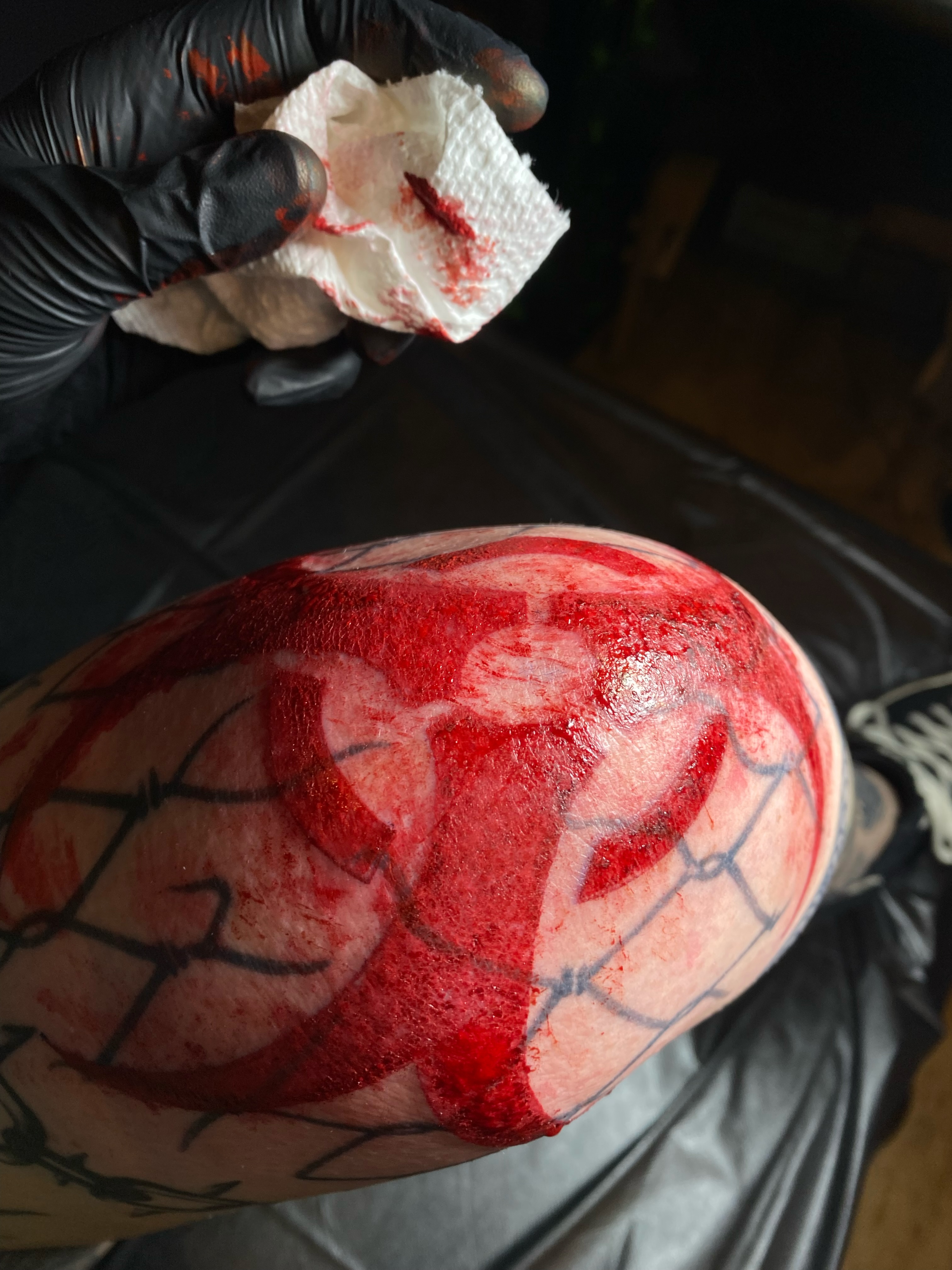 Heart with barbed wire realism tattoo on the forearm by Cherry Jane 🍒