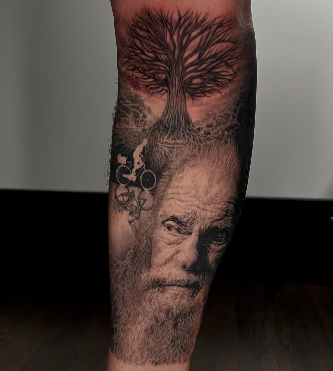 Tattoo by @zombiecattats — realism, black_and_grey