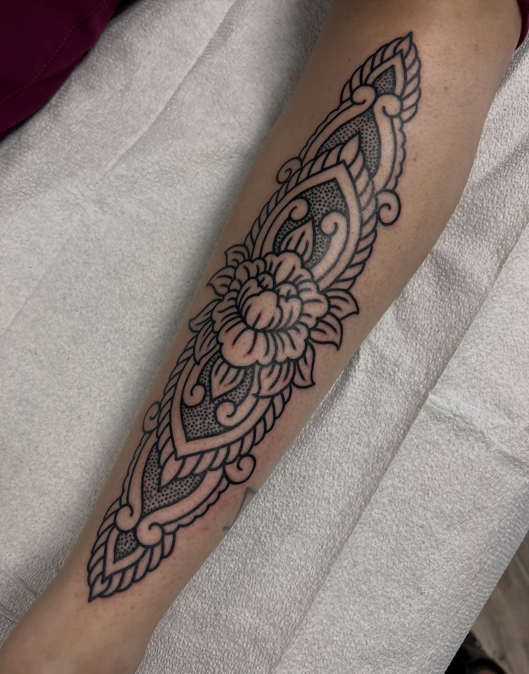 Tattoo by @michelle.chamerlik โ ornamental, dotwork