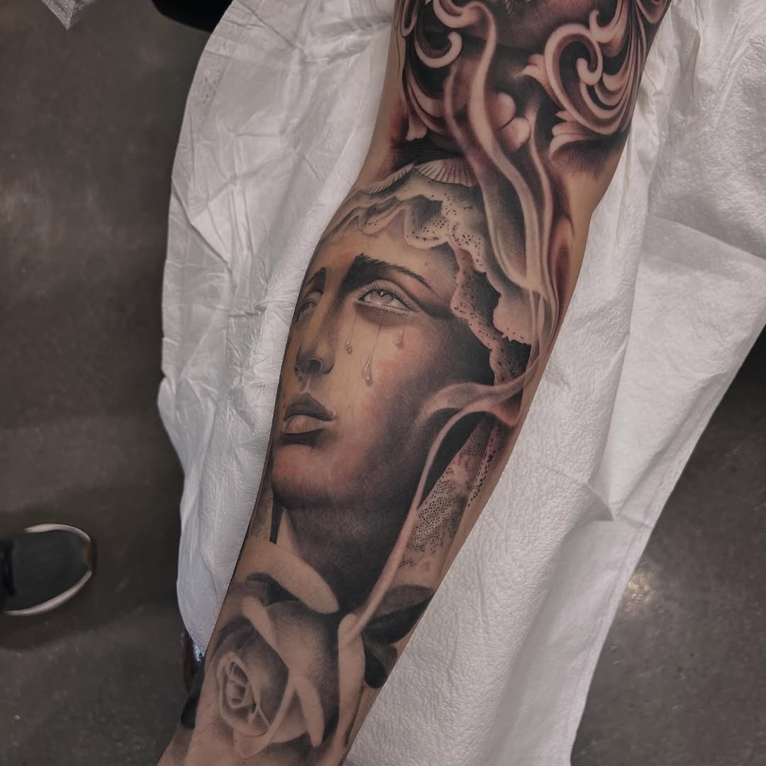 Tattoo by @ab.bautistatattoos β realism, black_and_grey