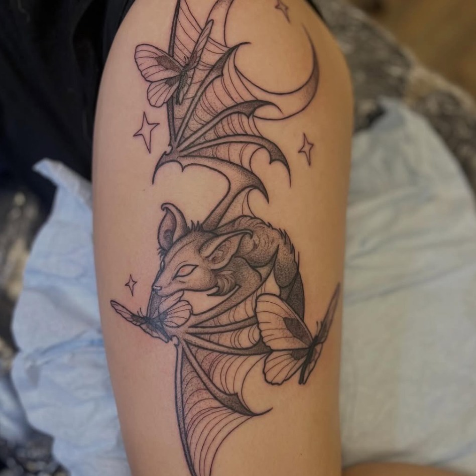 Tattoo by @lilacmourningink — black_and_grey, illustrative