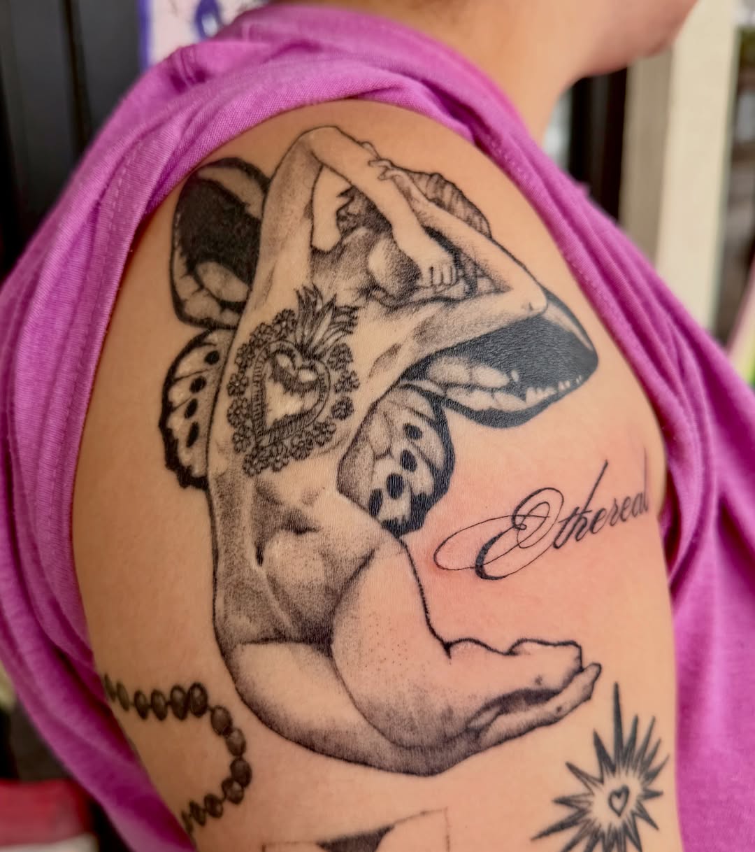 Tattoo by @creatureoutside — black_and_grey, realism