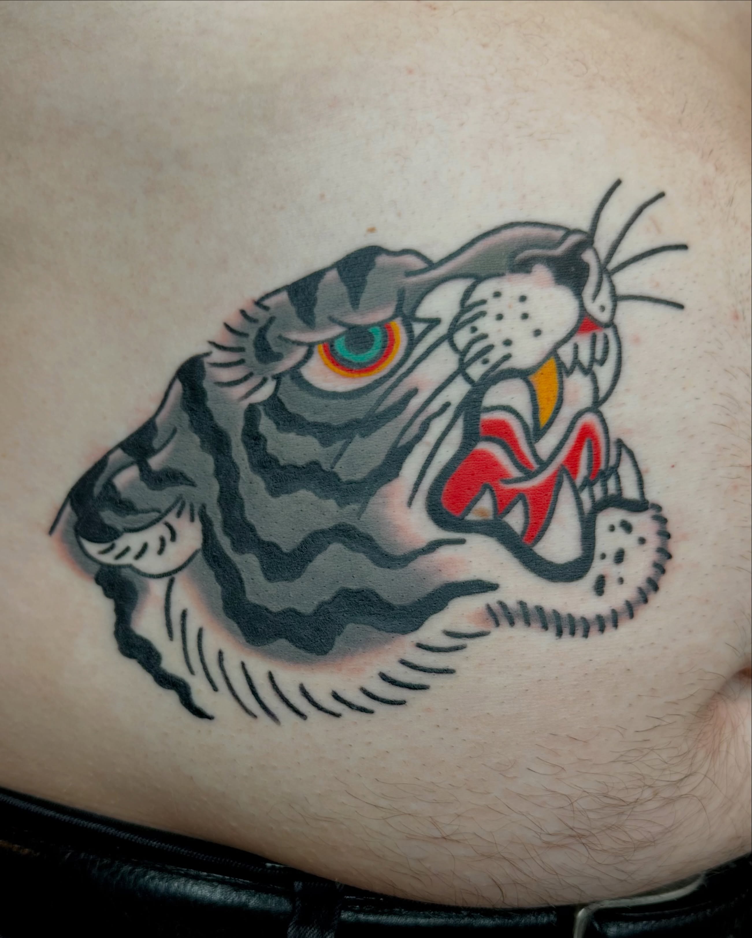 Tiger American traditional tattoo on the chest by β₯ππππππβ₯ππππβ₯ Traditional Tattoos