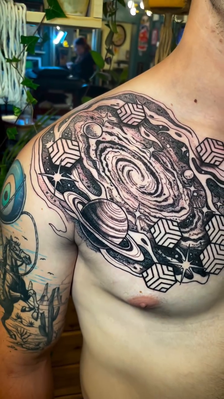 Tattoo by @devzdude — geometric, black_and_grey
