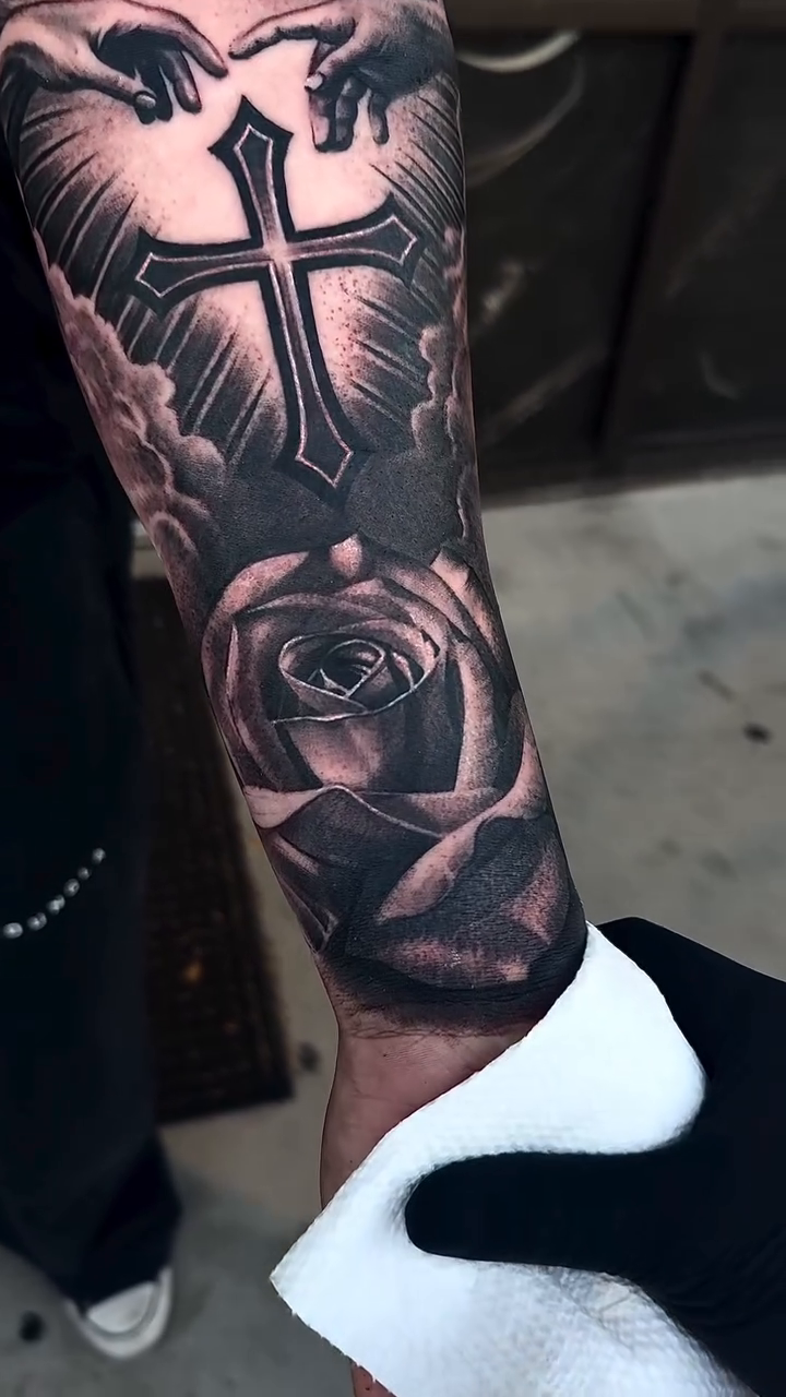 Tattoo by @mcballer___ — black_and_grey, realism