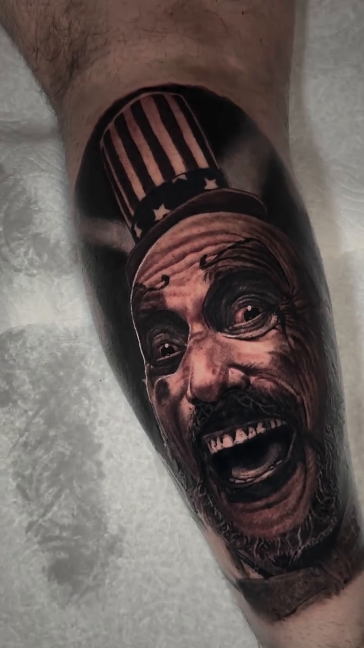 Clown portrait realism tattoo by Isaac