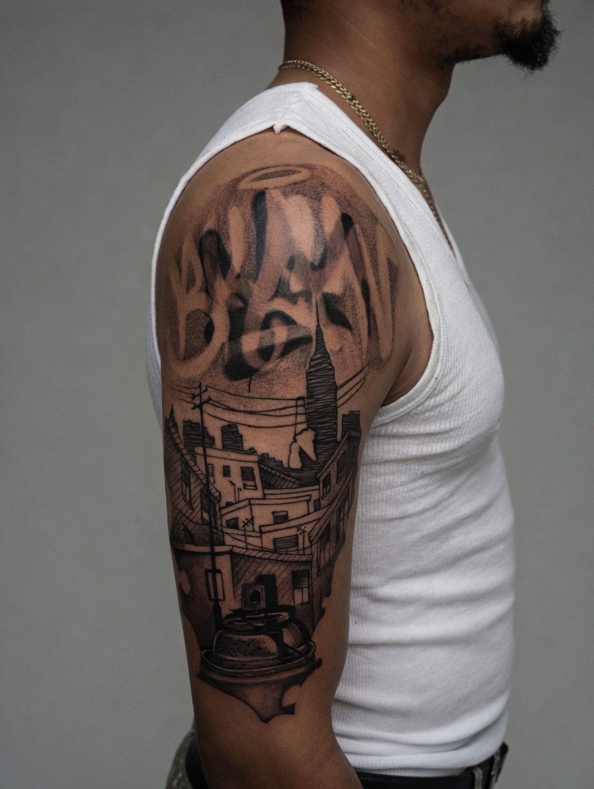 Tattoo by @damoer_tattoo — black_and_grey, geometric