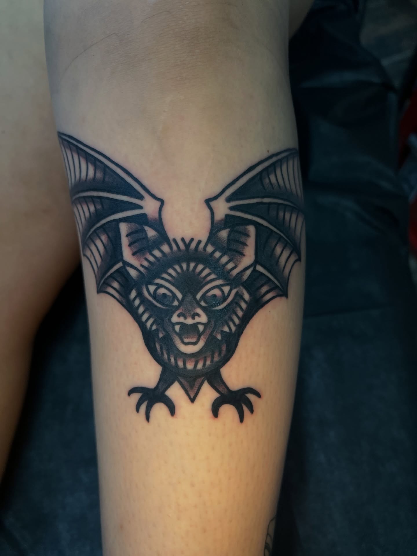 Bat black and grey tattoo on the forearm by 🍊Harvey Perez 🍊, Deerfield Beach, Florida