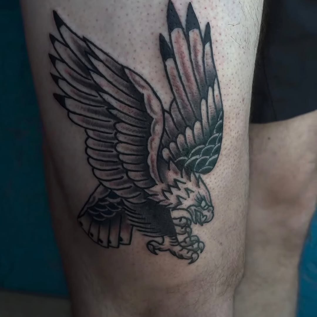 Tattoo by @goldmantattoos — american_traditional, black_and_grey
