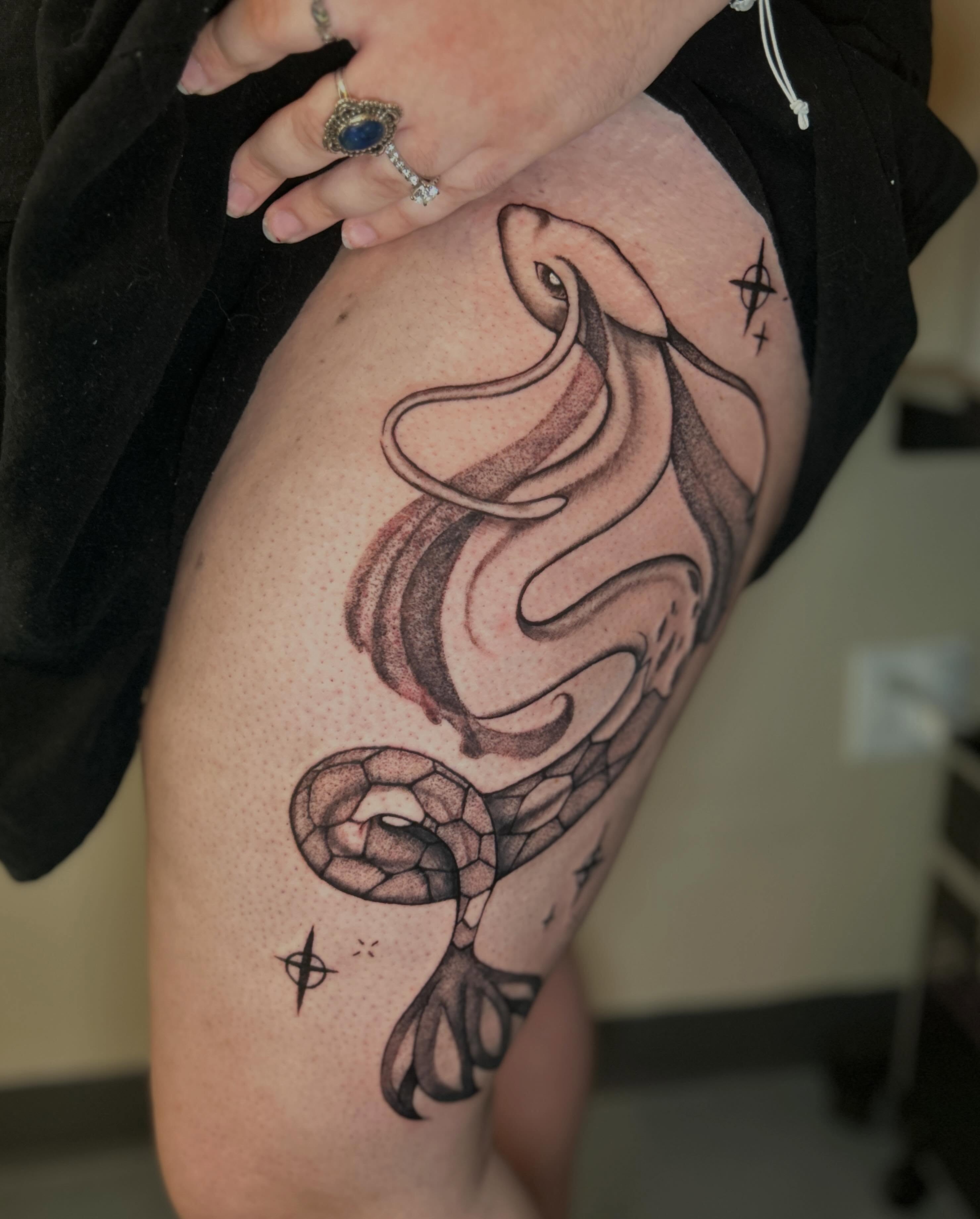 Tattoo by @alleytatts_ — dotwork