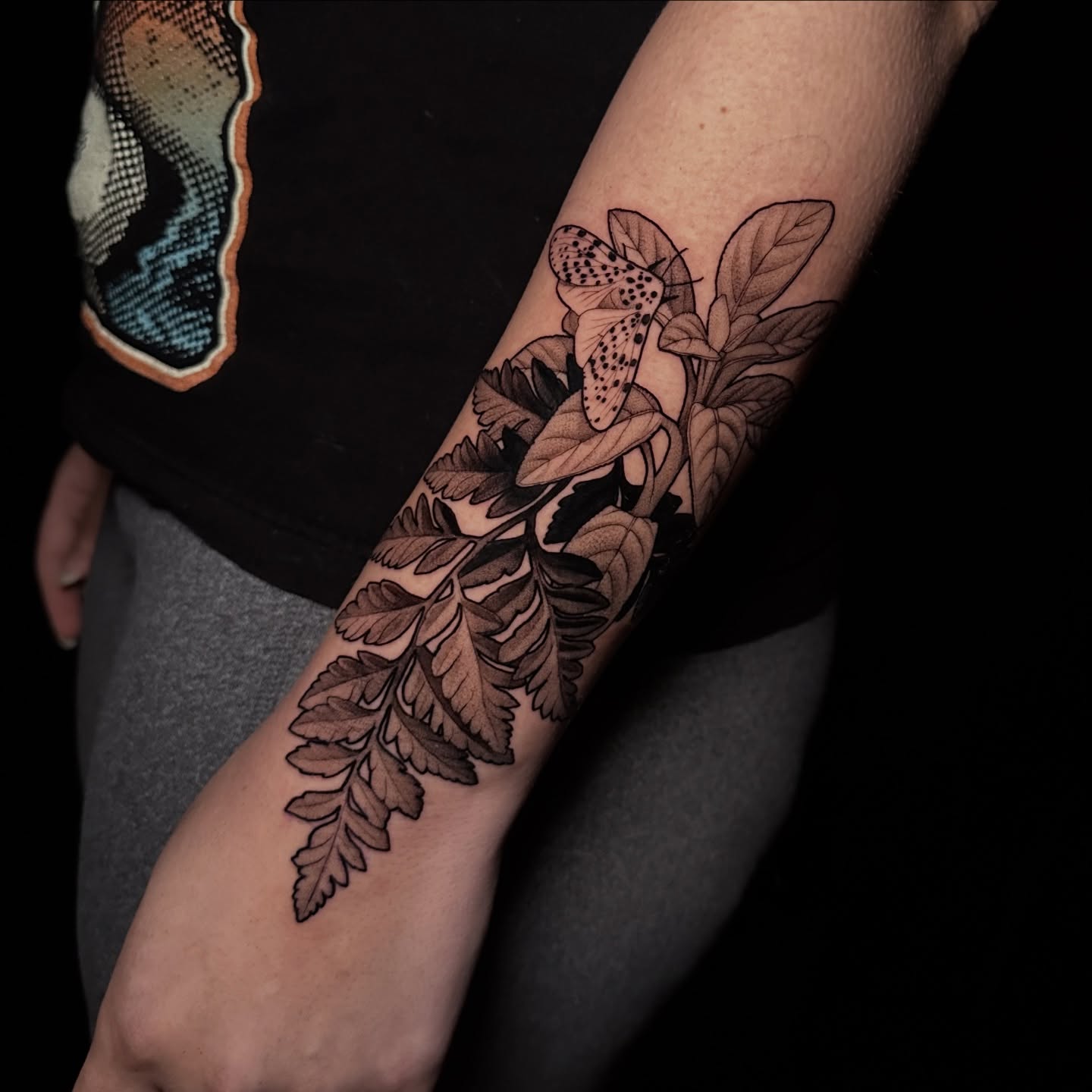 Tattoo by @tattoosandtealeaves — dotwork, black_and_grey
