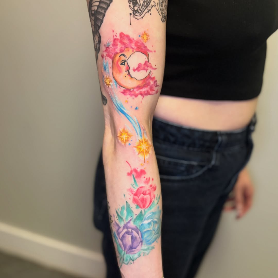 Tattoo by @draventoewstattoo — watercolor, new_school