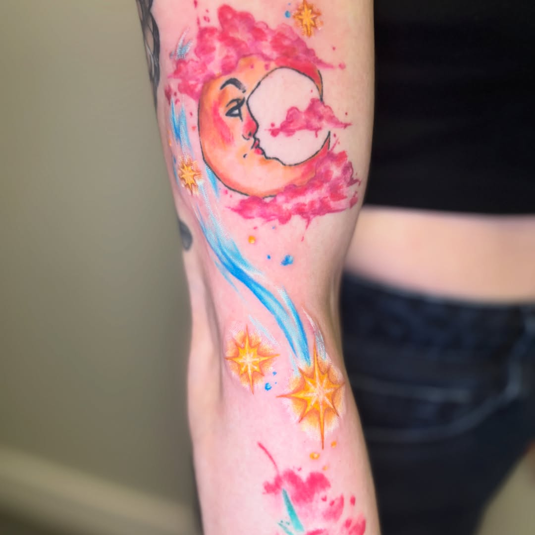 Tattoo by @draventoewstattoo — watercolor