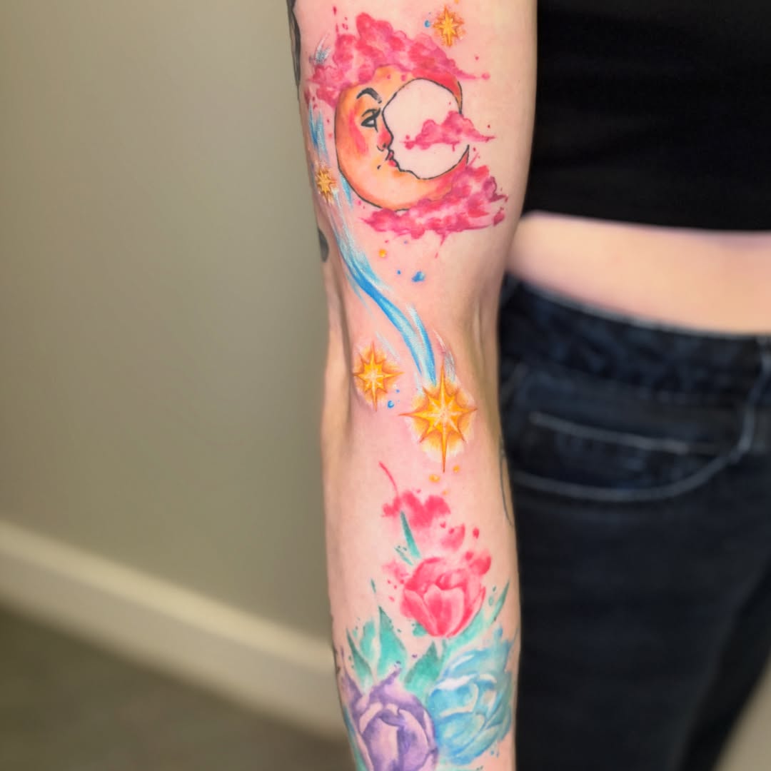 Tattoo by @draventoewstattoo — watercolor