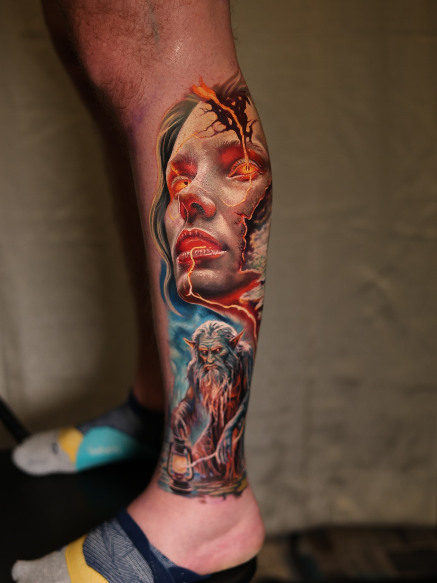 Woman's face realism tattoo on the forearm by Inexor tattoos