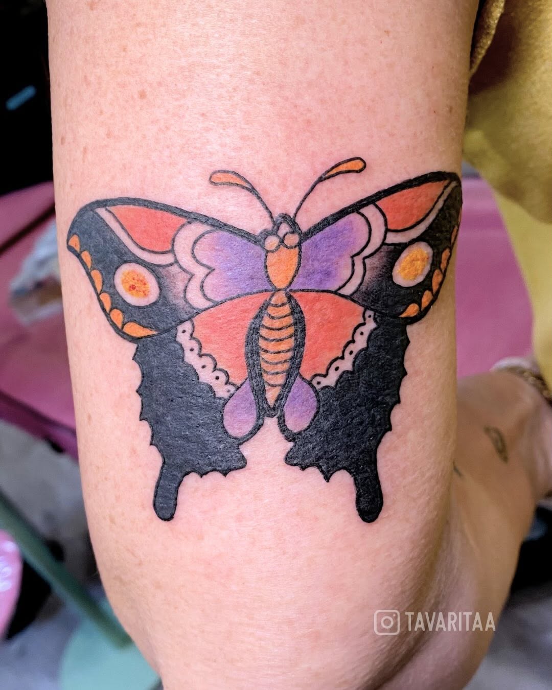Butterfly tattoo on the forearm by Tavarita