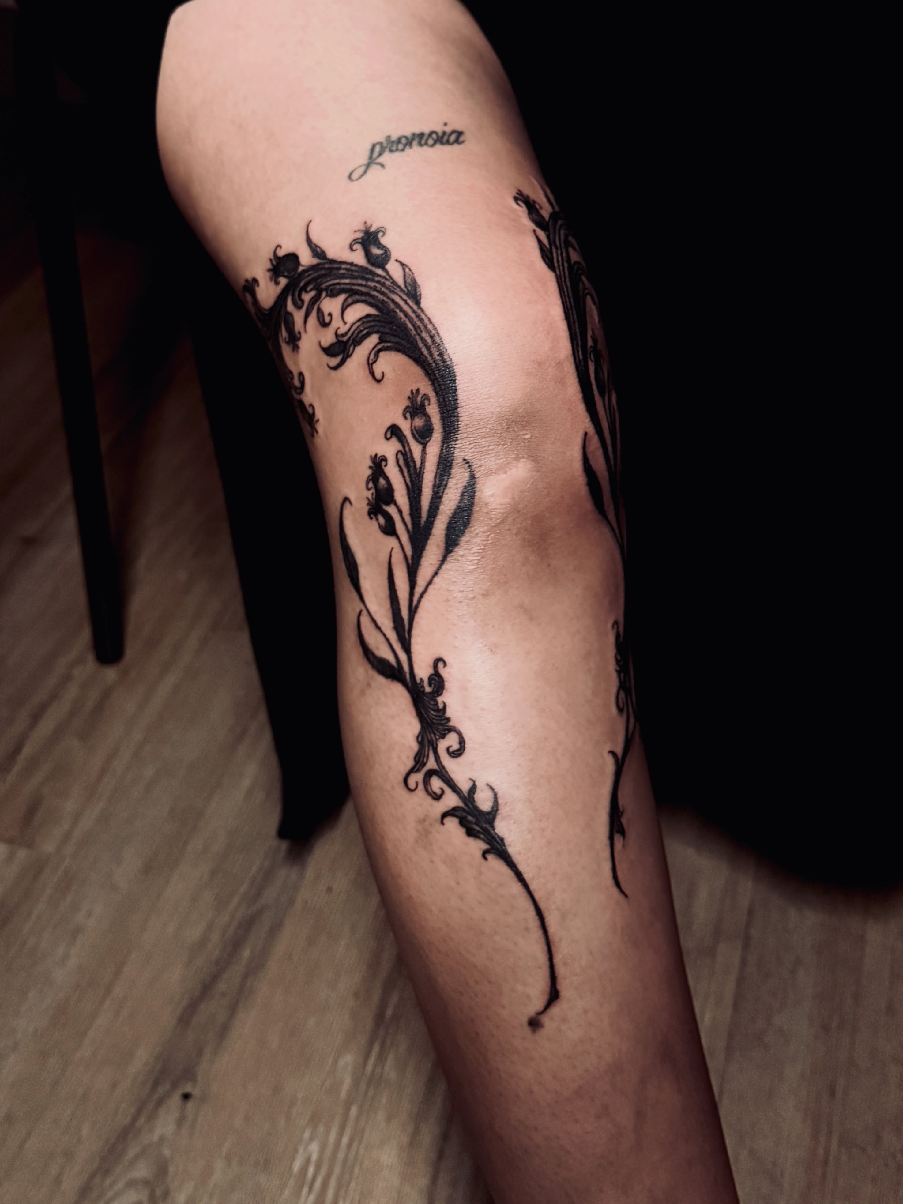 Tattoo by @hoodyink — black_and_grey, ornamental