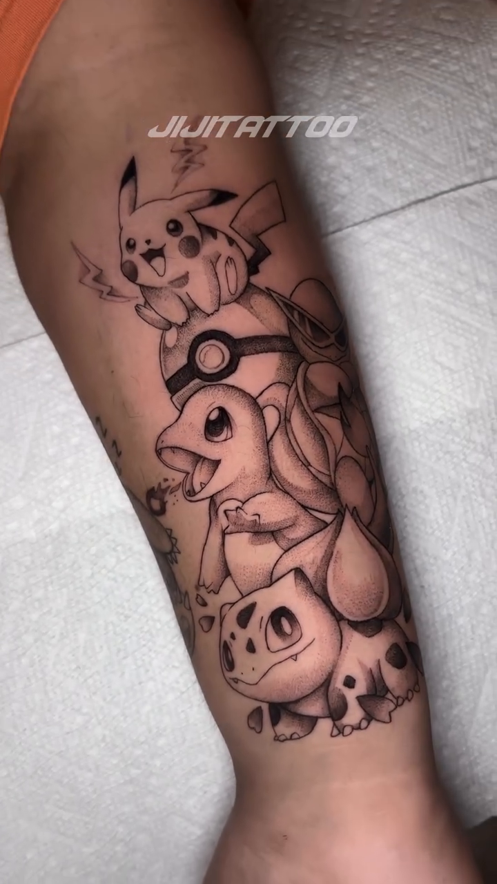 Tattoo by @jijitattoo — anime, black_and_grey