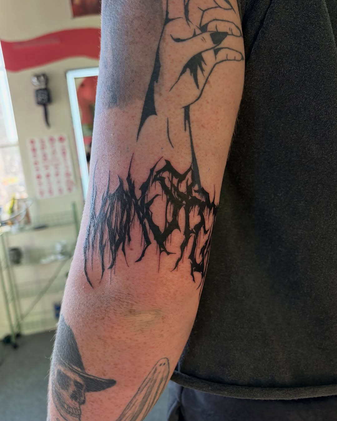 Tattoo by @done_by_dani222 — lettering_script, blackwork