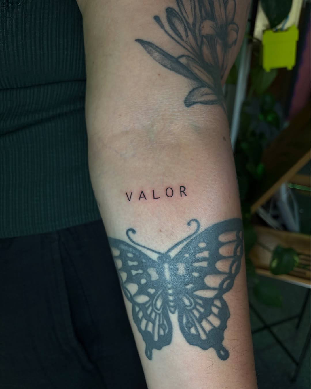 Tattoo by @done_by_dani222 — lettering_script, blackwork