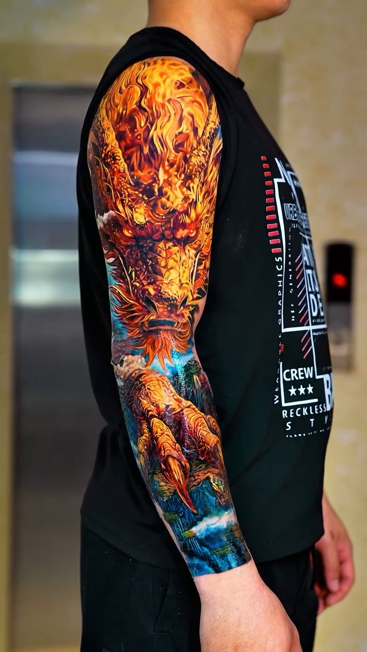 Dragon sleeve tattoo Japanese tattoo on the upper arm by Bình Nguyễn