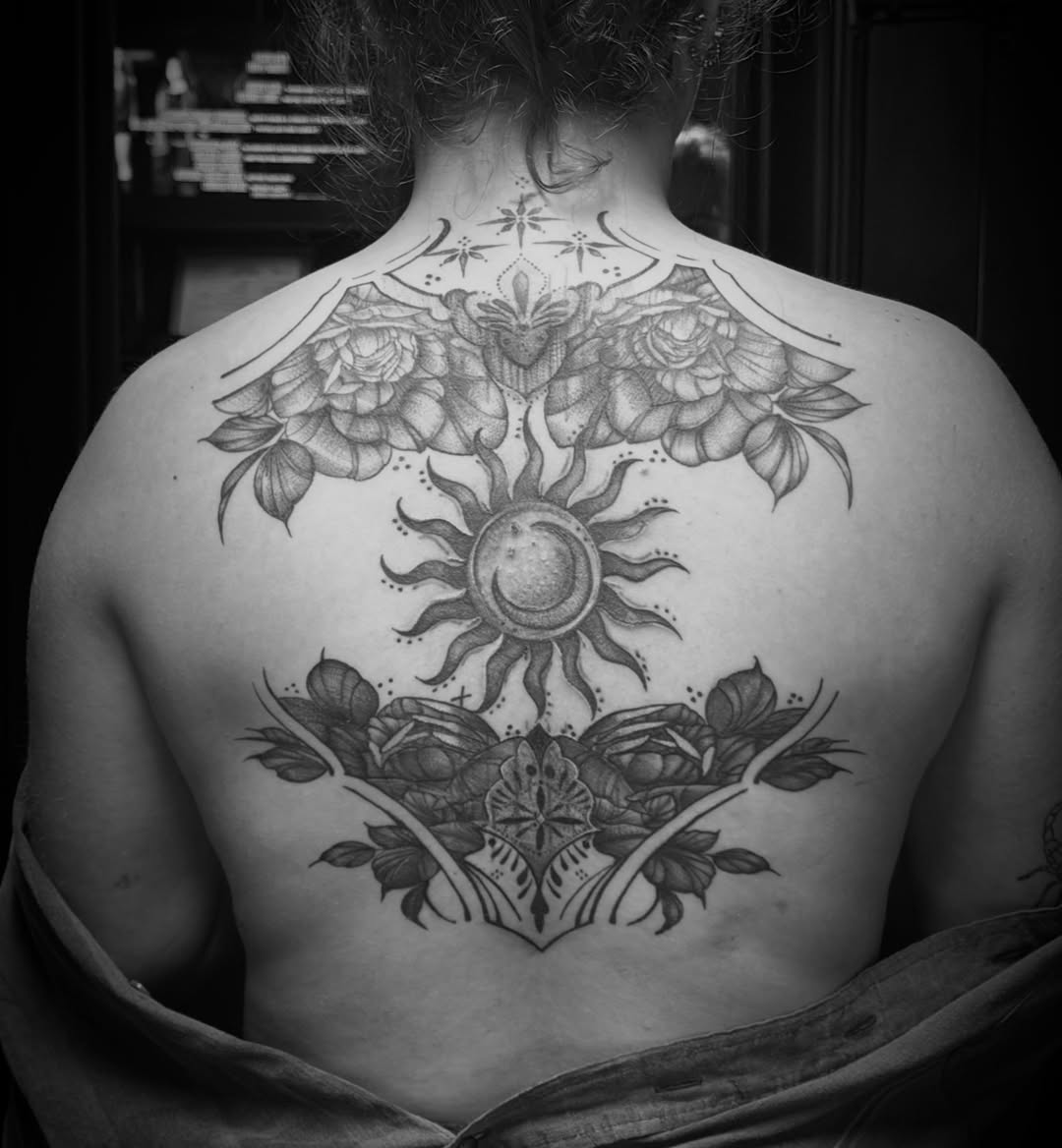 Tattoo by @acadler — black_and_grey, ornamental