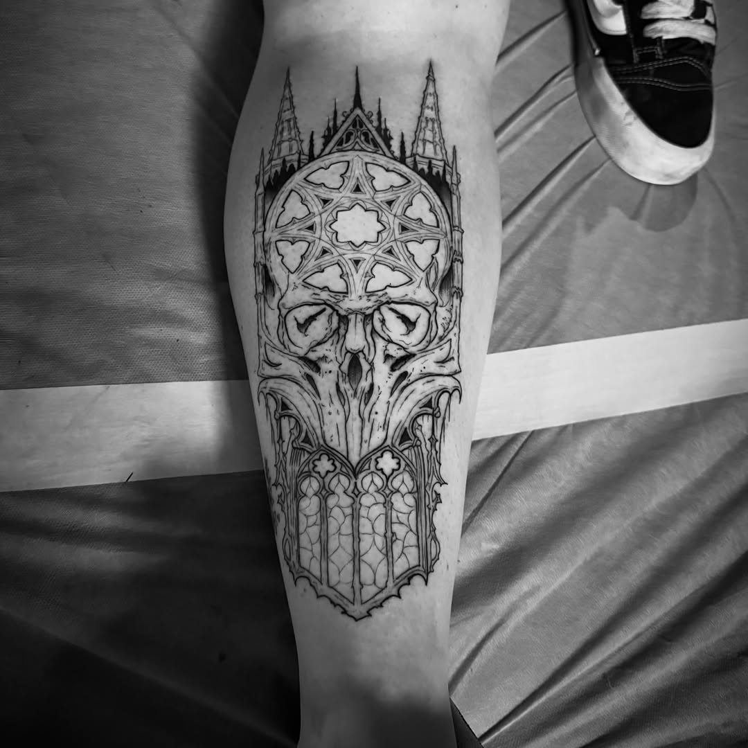 Tattoo by @acadler — blackwork, geometric
