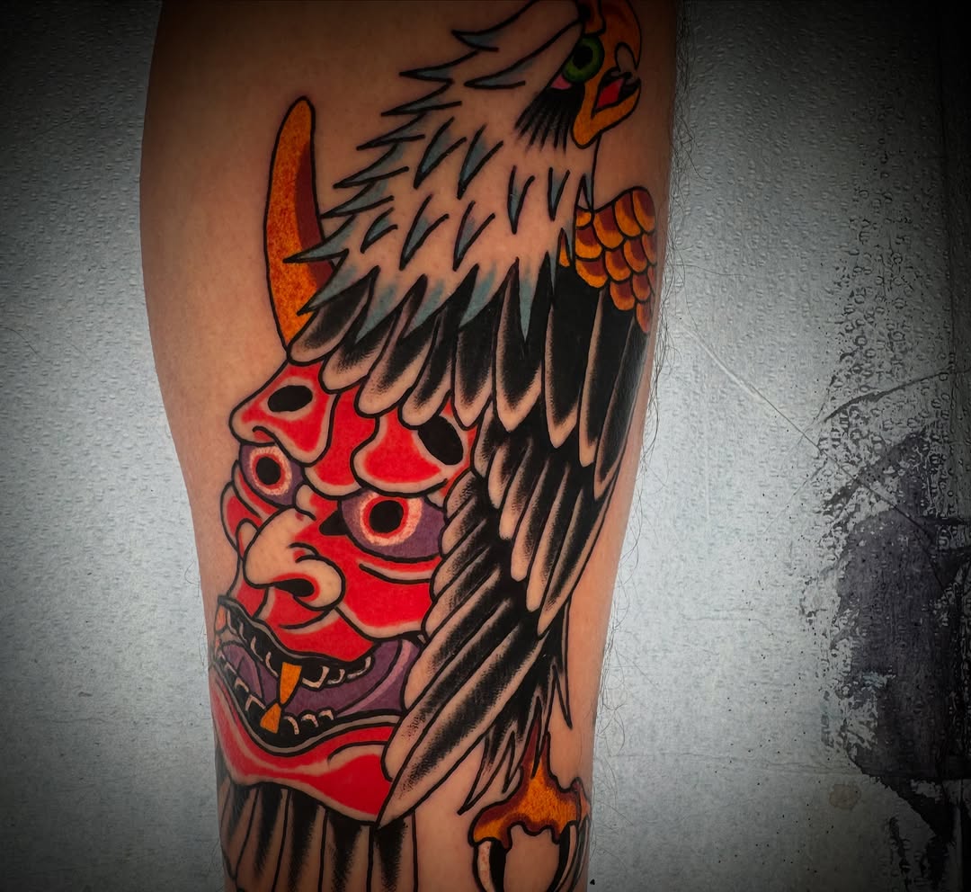 Tattoo by @_wooderson_ — american_traditional, japanese_irezumi