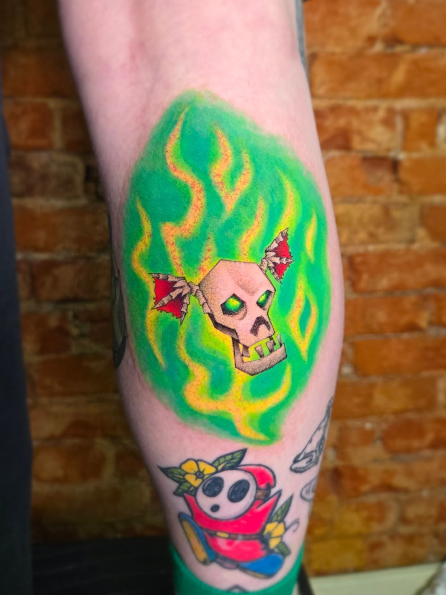Flaming skull new school tattoo on the forearm by bird ✦ tattoo artist ✦ philadelphia