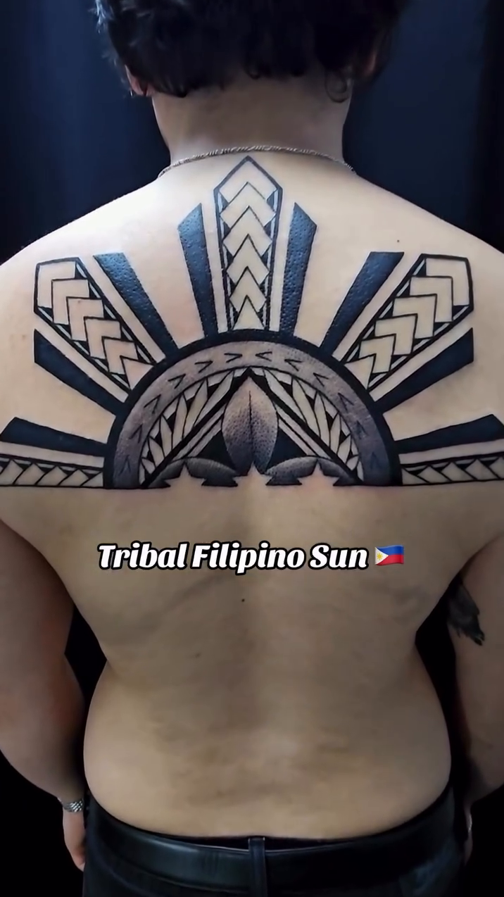 Filipino sun tattoo geometric tattoo on the back by Mac Obaob