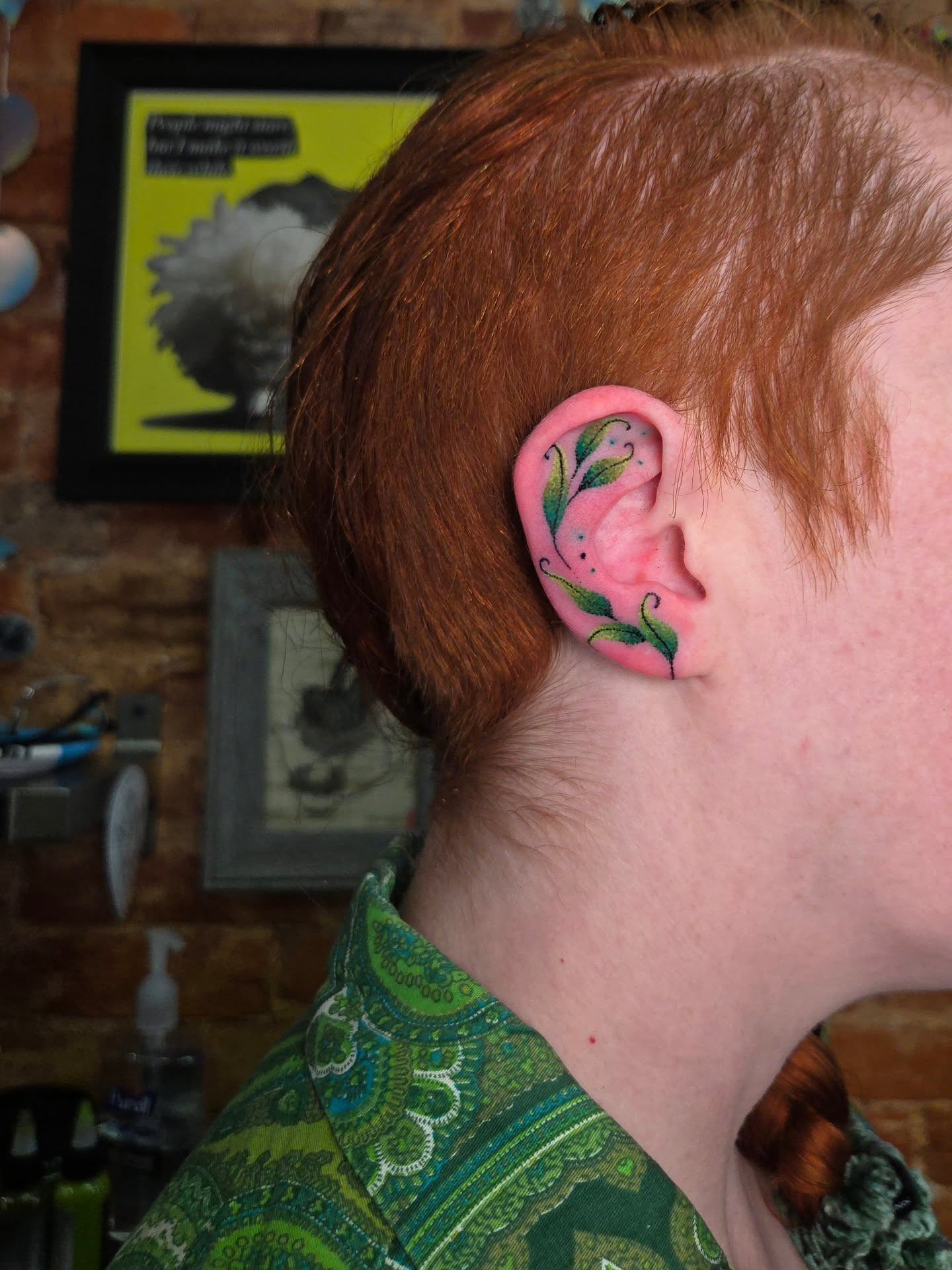 Ear dotwork tattoo on the head by bird ✦ tattoo artist ✦ philadelphia