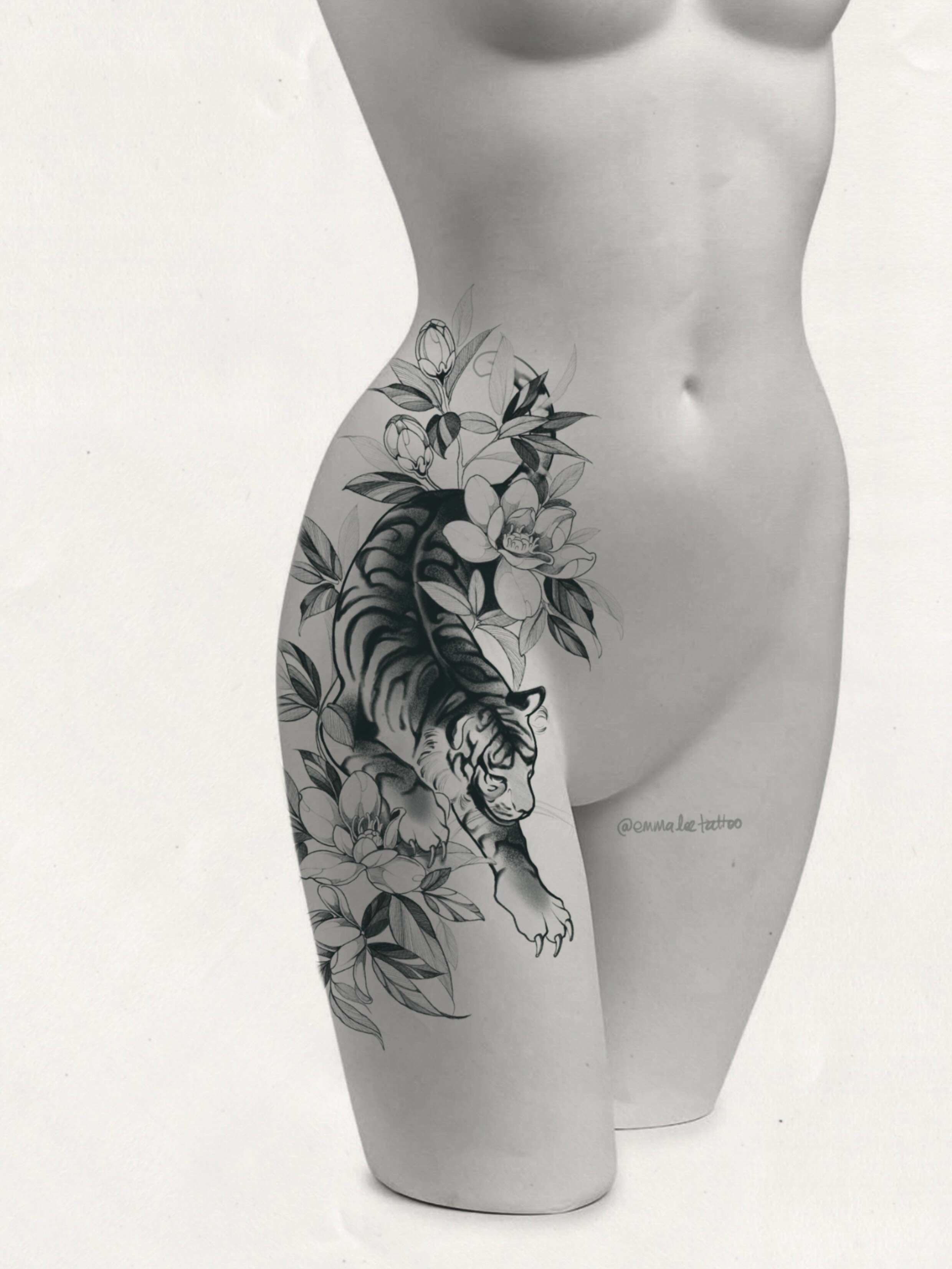 Tattoo by @emmaleetattoo — black_and_grey