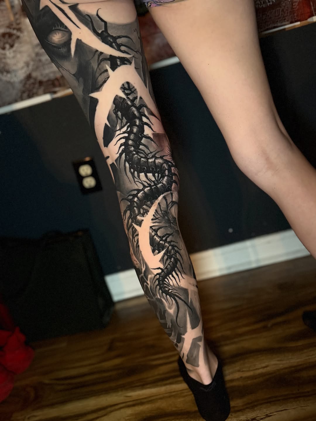 Tattoo by @artoftucker — black_and_grey, dark_realism