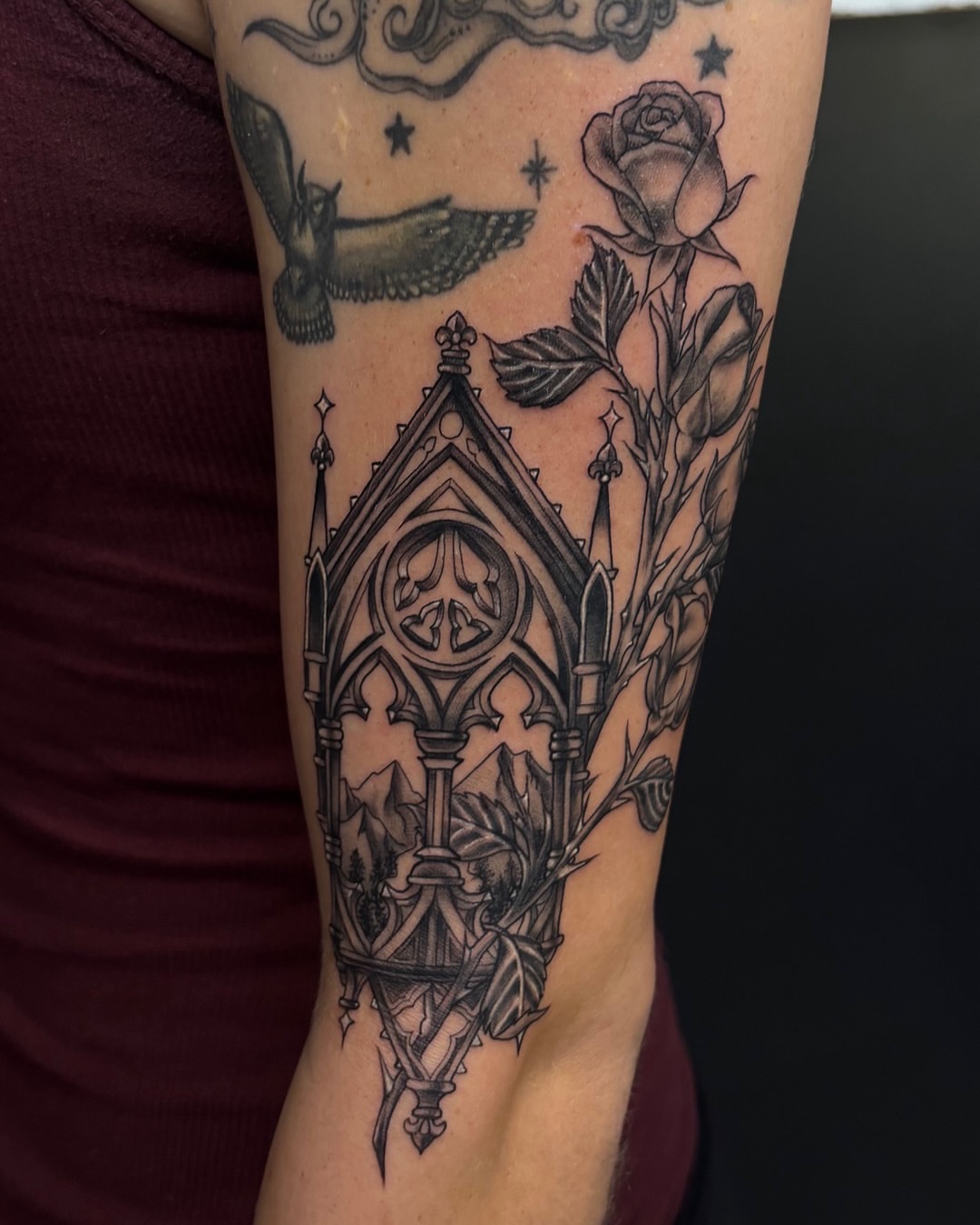 Tattoo by @tattoosbyshi — black_and_grey, geometric