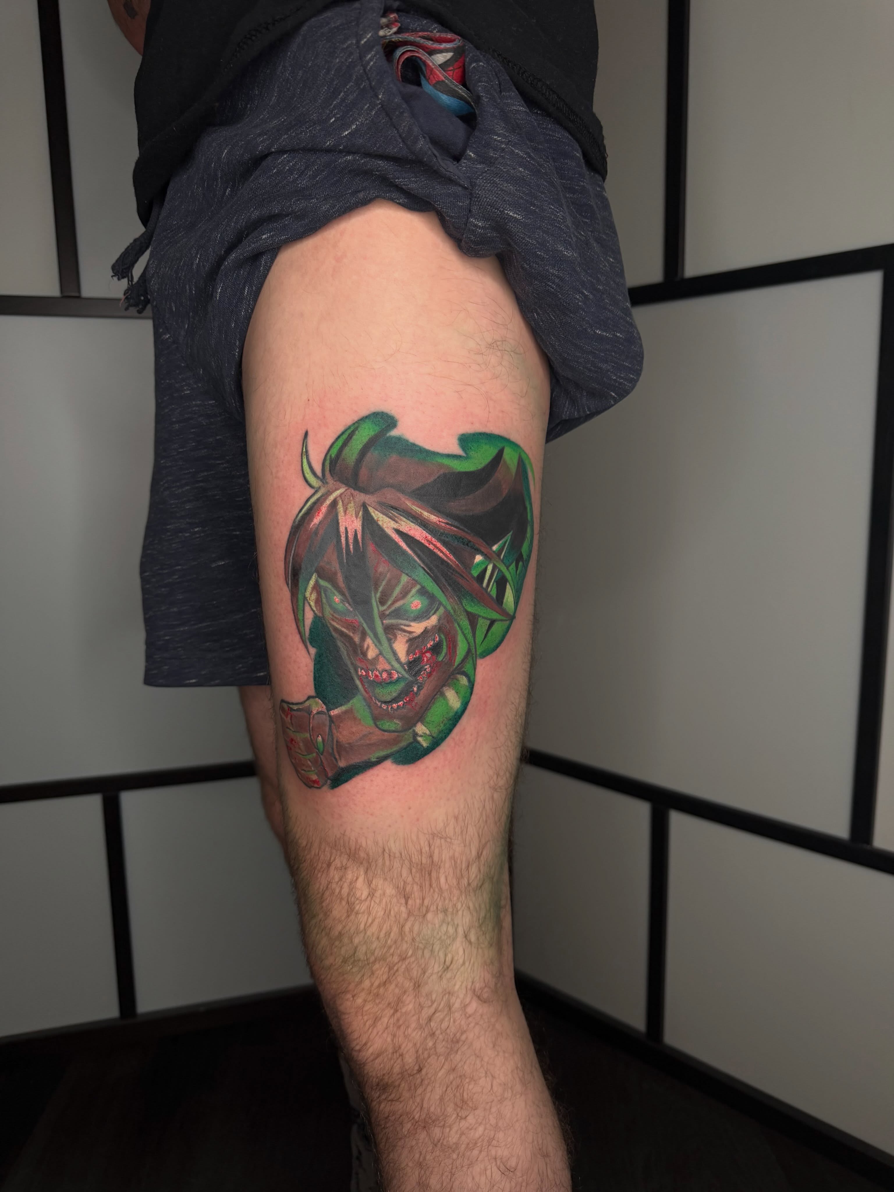 Anime character anime tattoo on the forearm by Cameron 🩸👻