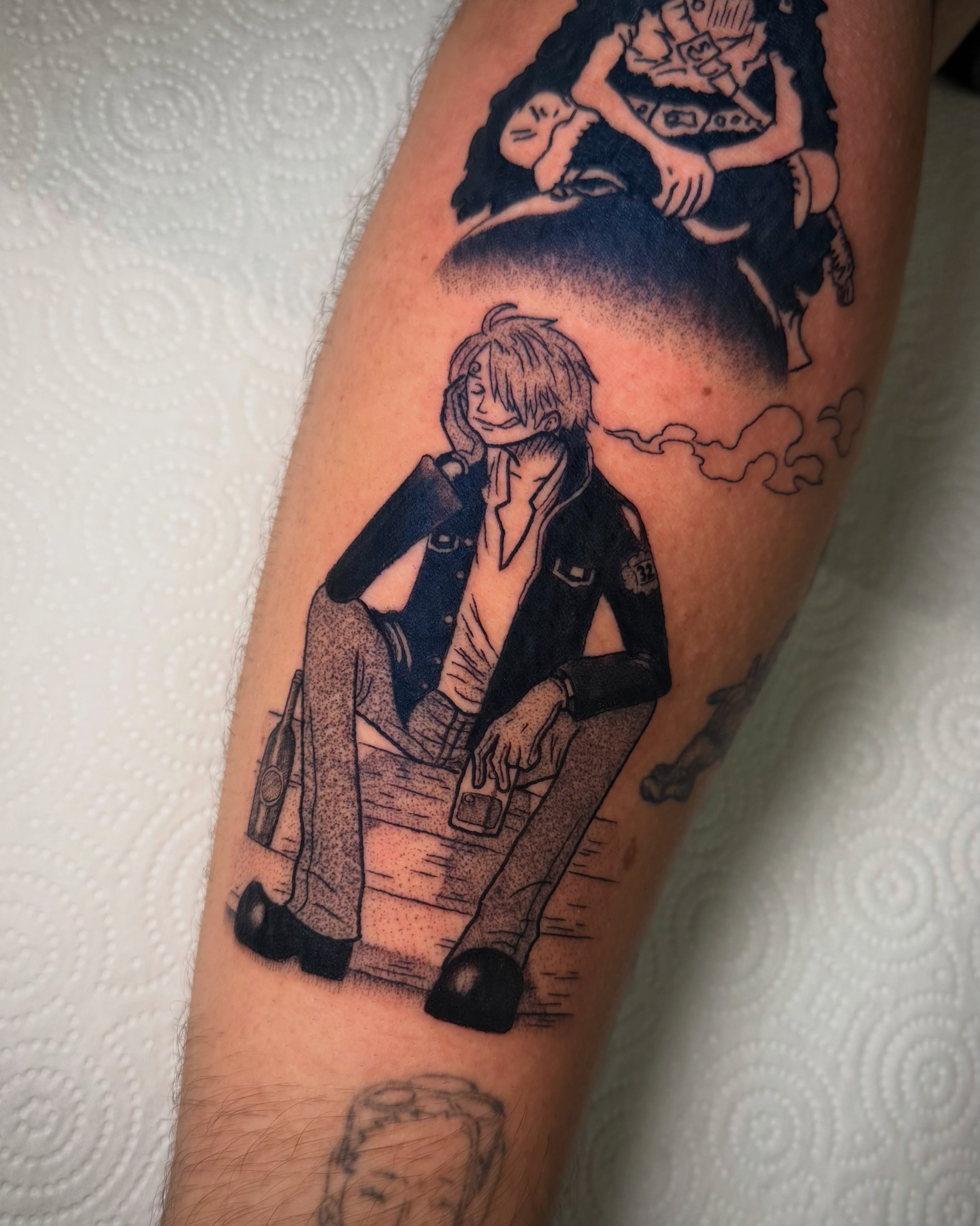 Tattoo by @create.inks — black_and_grey, anime