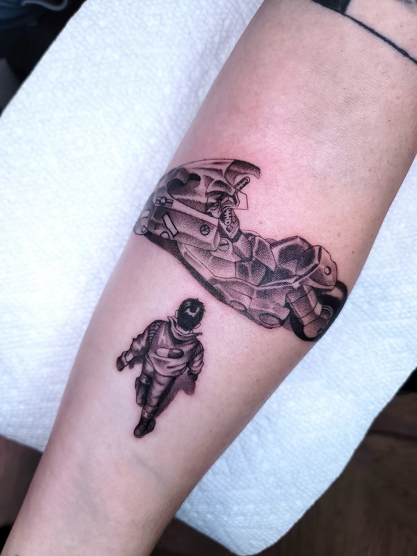 Tattoo by @scarpo — black_and_grey, realism