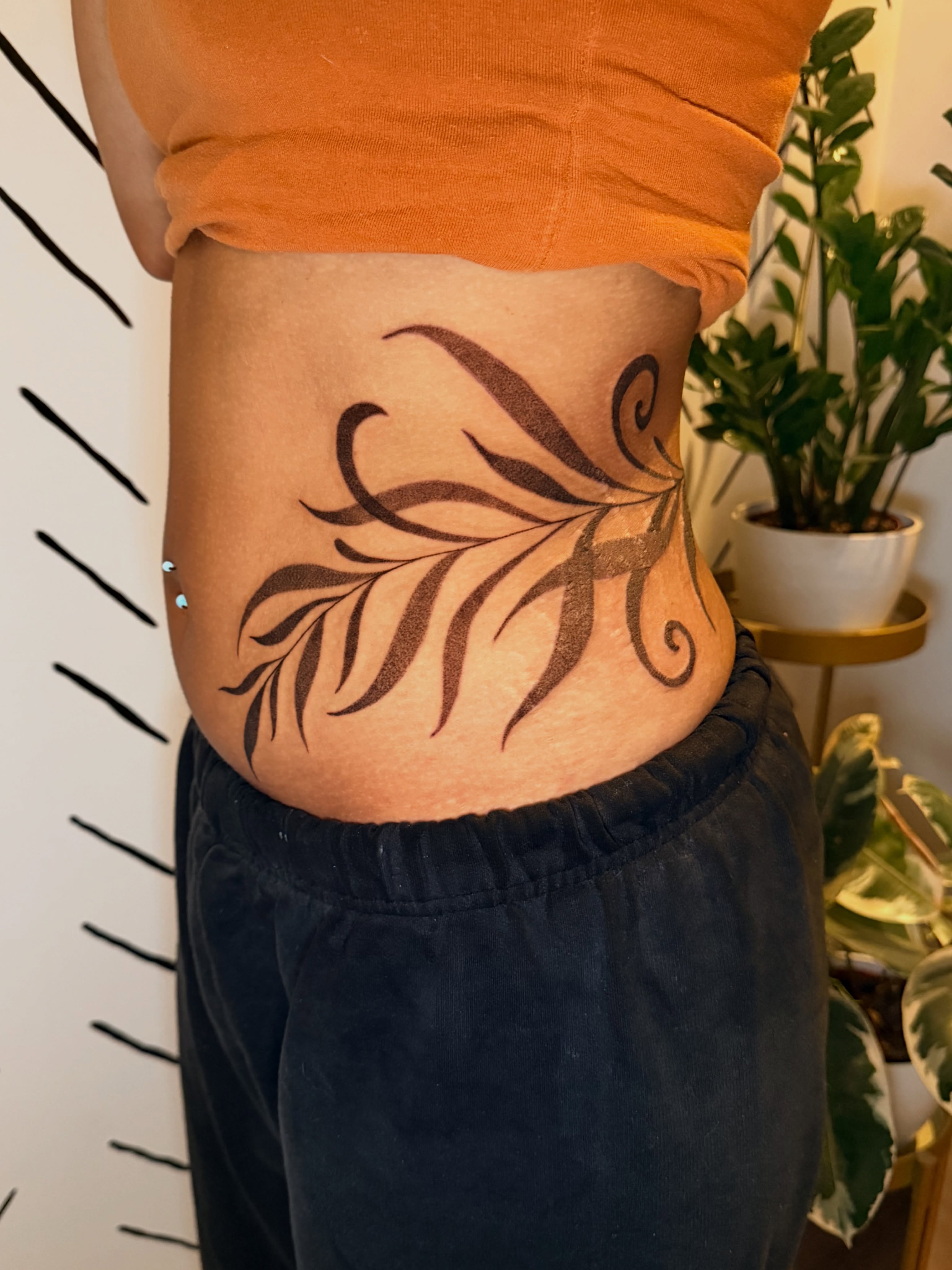 Feather black and grey tattoo on the torso by ππ£ππ€π₯π ππ¦ππ‘π, Lakewood, Colorado