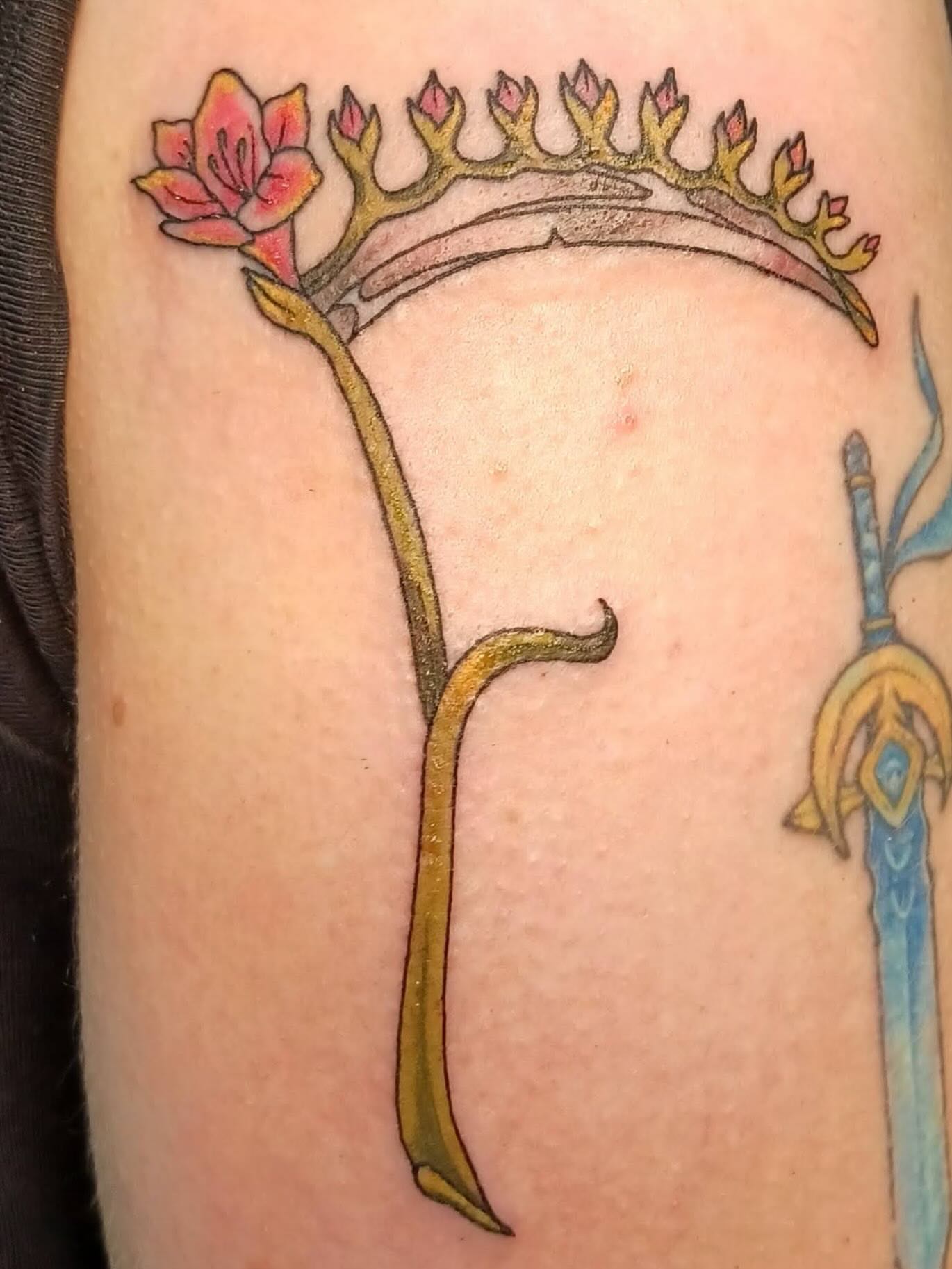 Flower crown ornamental tattoo on the forearm by Abi