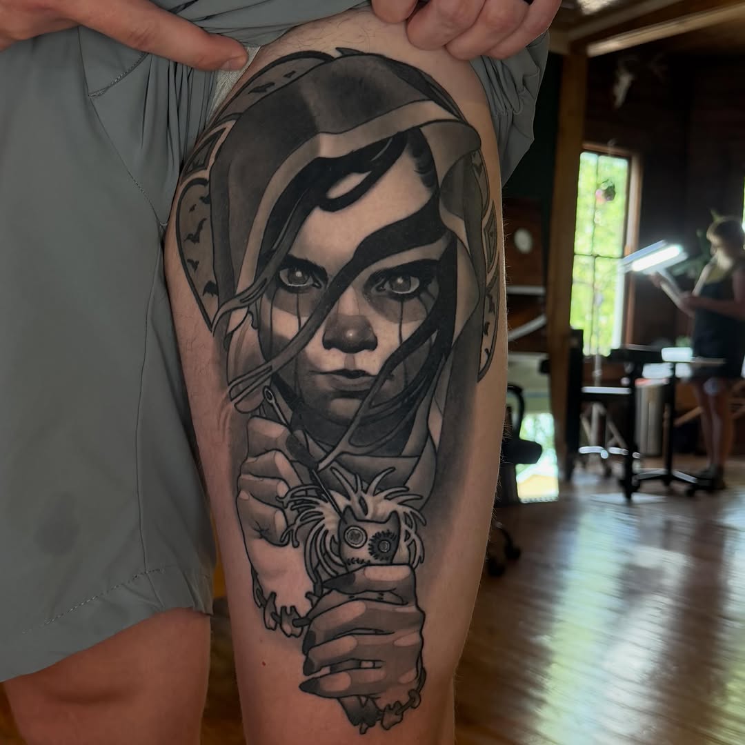 Tattoo by @nathan_thomas_tattoos — black_and_grey, realism