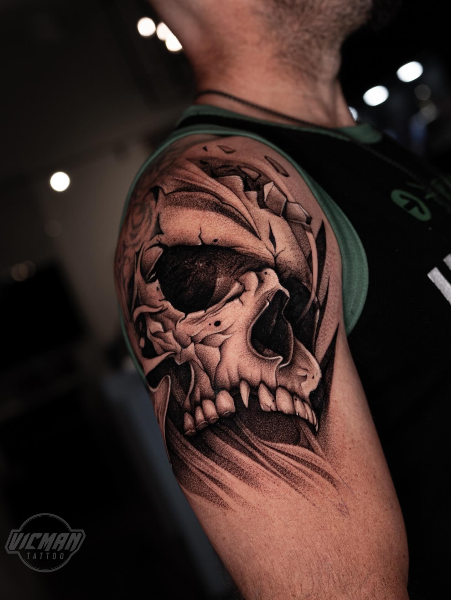 Tattoo by @vicmantattooartist — black_and_grey, realism